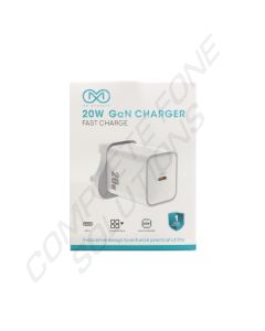 M8 Gadgets GN20SC 20w GaN Single Port Type C Mains Charger - White